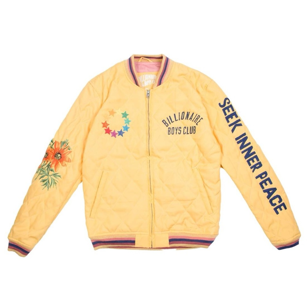 Brand New Yellow Billionaire Boys Club Heart & Mind embroidered bomber jacket XL